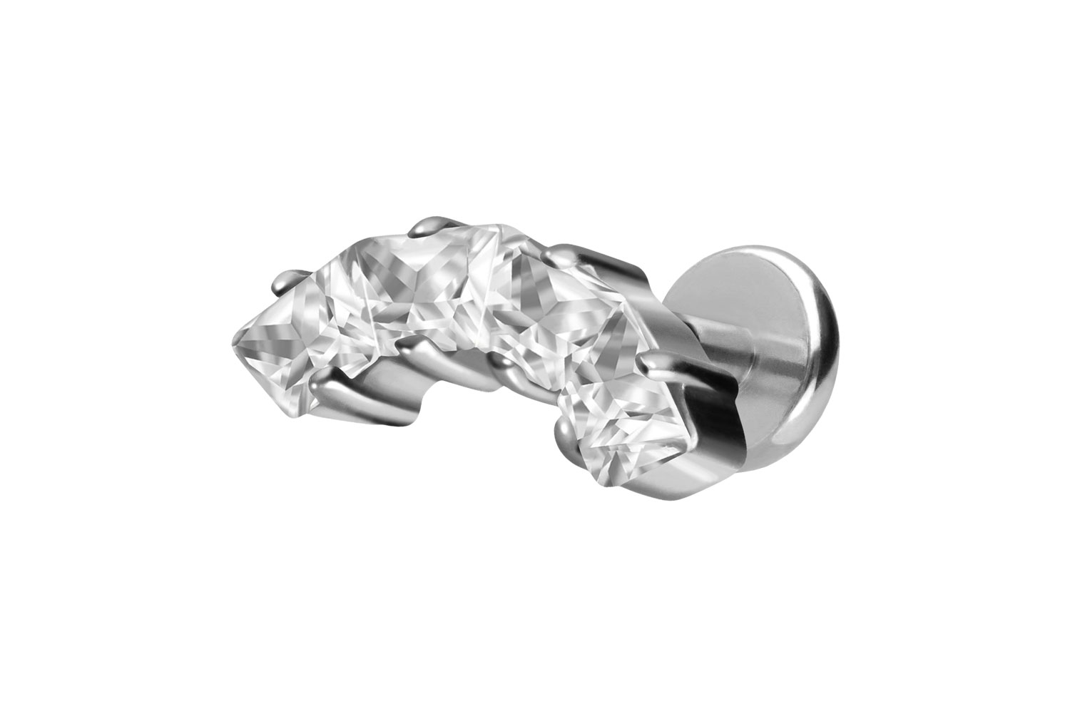 Titan Labret Piercing mit Push Fit EINGEFASSTE KRISTALLTRAPEZE